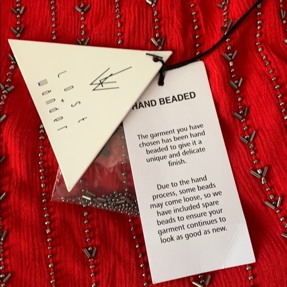 Lost + Wander Rouge Beaded Swing Dress Red NWT - Picture 10 of 11